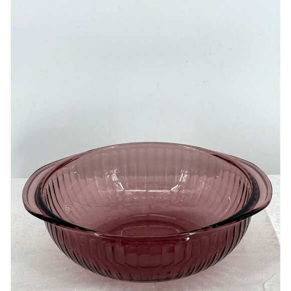 Vintage Pyrex 2QT 2L Cranberry/Purple Sculpted Glass Baking Dish - Picture 1 of 5